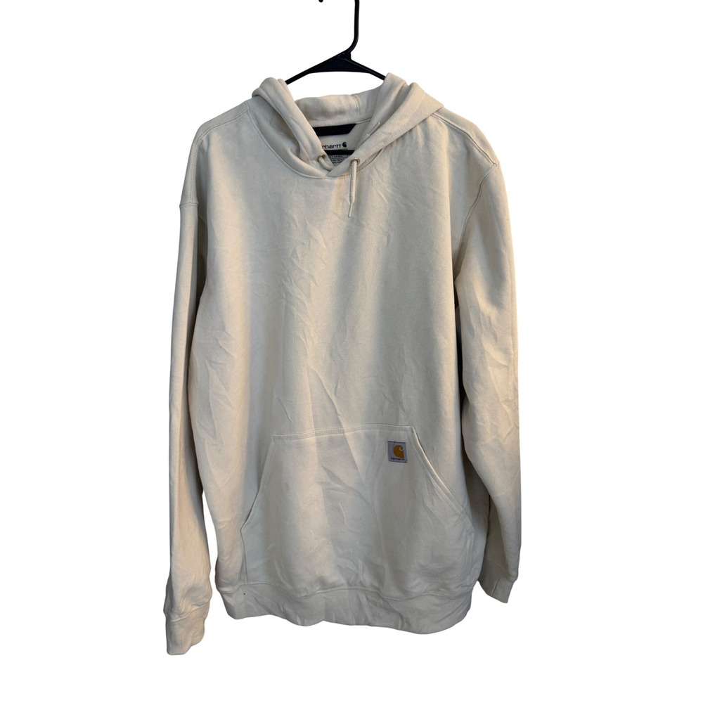 Carhartt Sweatshirt Men's XL Long Sleeve Graphic Hoodie Cream Loose Fit Preowned